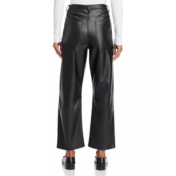 Steve Madden Women Black Faux Leather Haniel Casual Barrel Leg Crop Pants Size L - Picture 6 of 7
